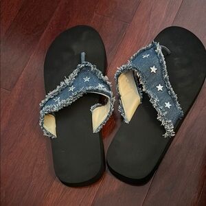 Denim Star Flip Flops